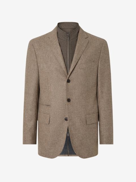 CORNELIANI Brown wool and cashmere jacket with detachable vest