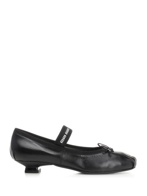 Miu Miu Miu Miu Women Leather Ballerina With Heel