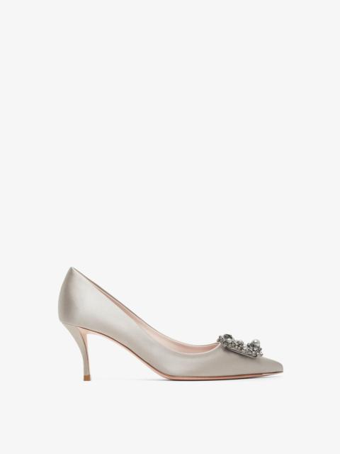 Roger Vivier Flower 65 beige strass satin pumps