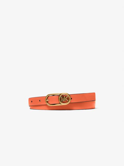 MICHAEL KORS Logo Buckle Leather Belt