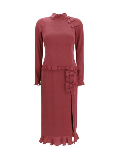 Alessandra Rich Alessandra Rich Women Silk Polka-Dot Midi Dress With Appliqué Bows