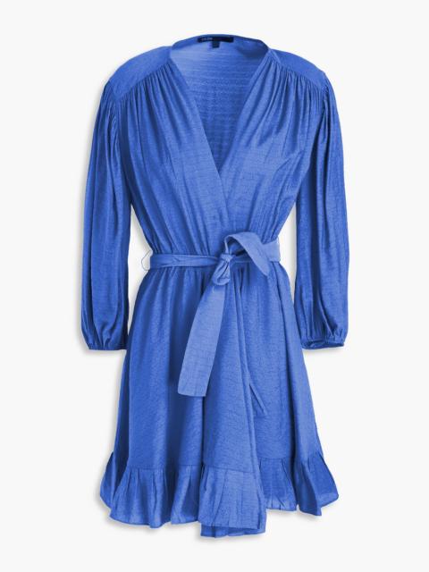maje Ruffled jacquard mini wrap dress