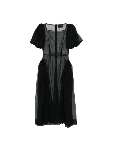 Simone Rocha SHEER PUFF BOW SLEEVE HIP TUTU DETAIL DRESS - BLACK