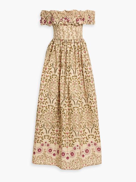 Agua by Agua Bendita Espliego Sueño off-the-shoulder floral-print cotton maxi dress