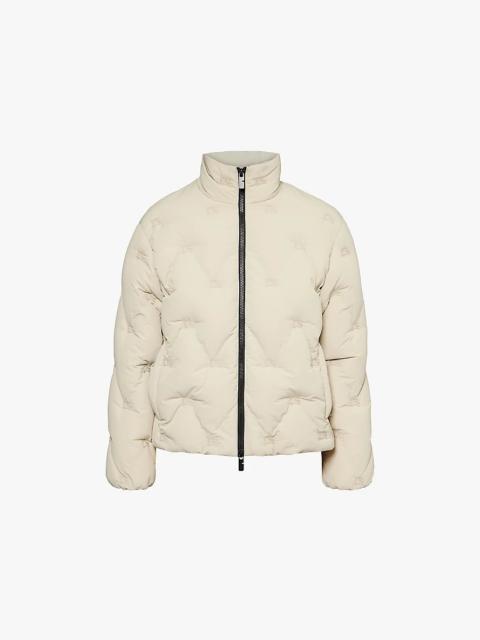 Brand-embroidery padded regular-fit woven-down jacket