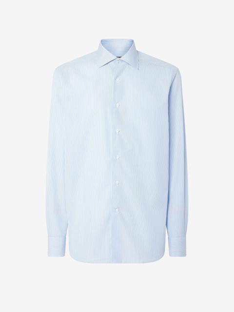 CORNELIANI Cotton shirt with light Blue and white stripes