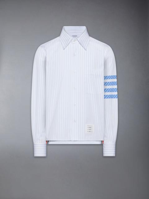 Thom Browne PINSTRIPE POPLIN 4-BAR STRAIGHT FIT SHIRT