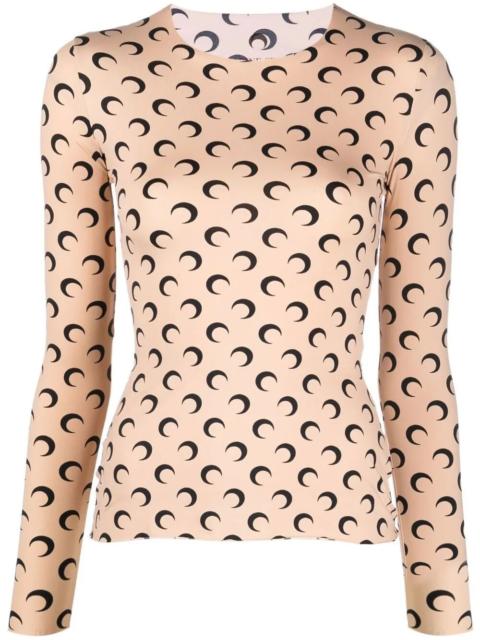 Marine Serre Marine Serre Women "Moon" Printed Jersey Ls Crewneck Top