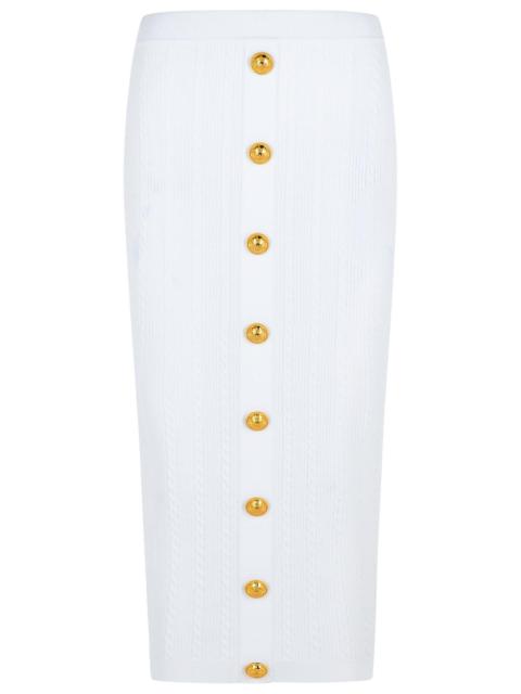 Balmain Balmain Long Skirt In White Viscose Blend Women