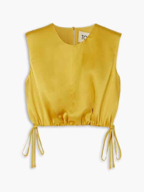 TOVE Cecily cropped gathered silk-satin top