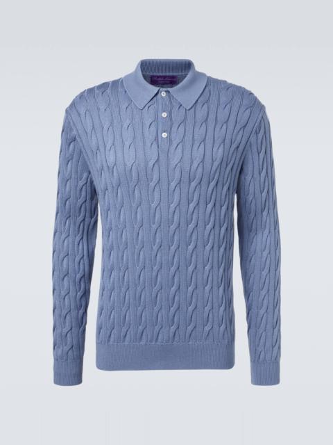 Ralph Lauren Cable-knit cotton and silk polo sweater