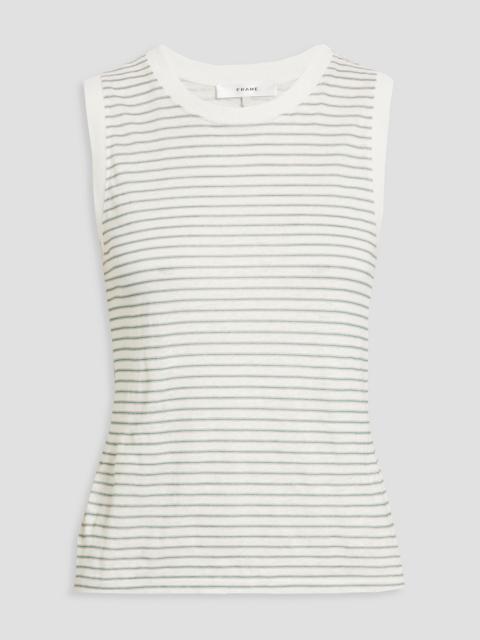 FRAME Striped linen-jersey tank