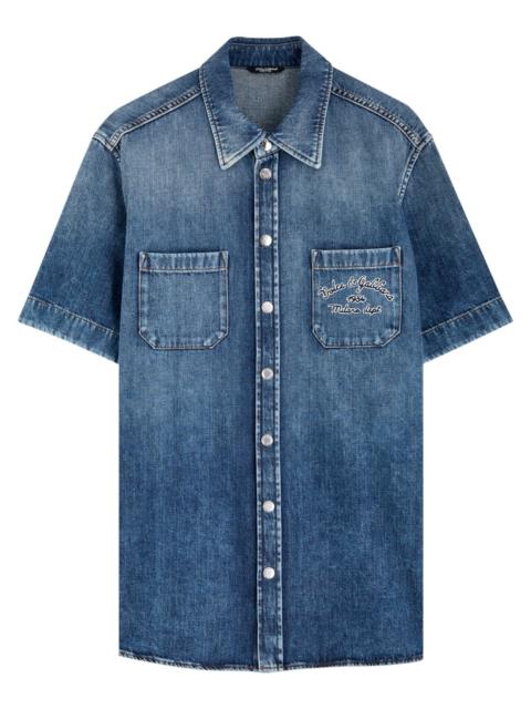 Dolce & Gabbana Logo-embroidered Denim Shirt