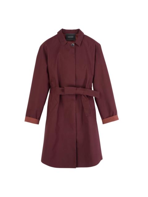 Longchamp Trench coat Burgundy - Water-repellent technical canvas