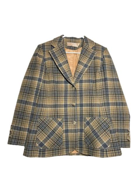 Other Designers VTG Pendleton Blazer Suit Pure Wool 3-Button Front Notch Lapel Plaid Tan Gray 8