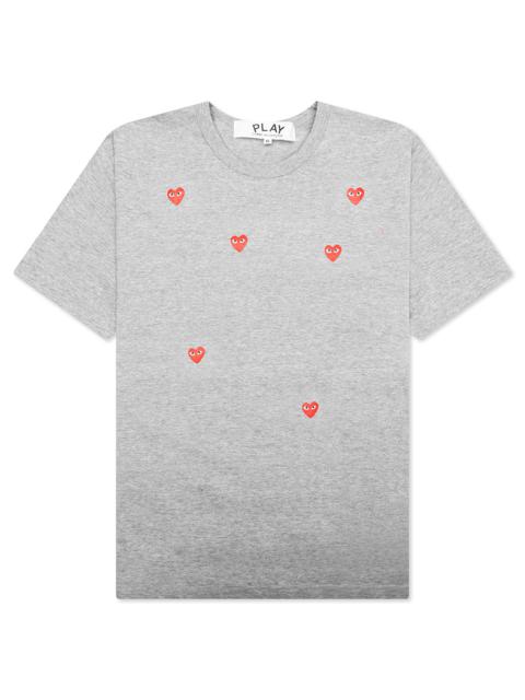 Comme des Garçons PLAY TRI RED HEART LOGO PRINT T-SHIRT - GREY