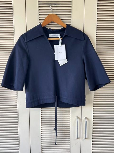 Dior Dior Lapel Drawstring Navy Wool Top