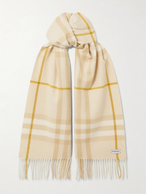 Burberry Fringed Checked Cashmere Scarf