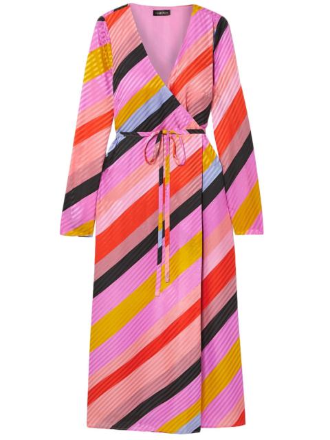STINE GOYA Striped silk-jacquard wrap dress
