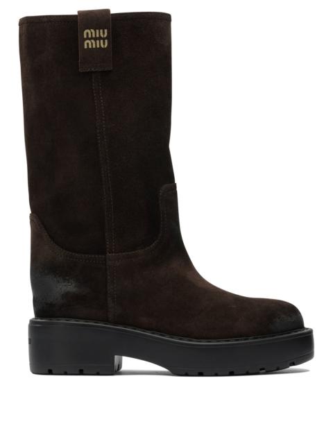 Miu Miu Miu Miu Suede Pull-on Boots