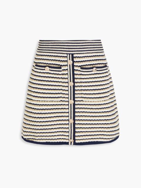maje Metallic striped knitted mini skirt