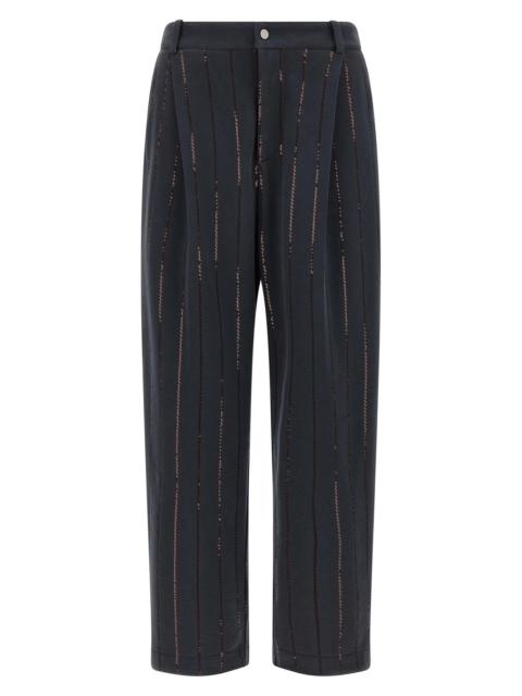 Brunello Cucinelli 'Dazzling Chalk Stripe Embroidery' joggers
