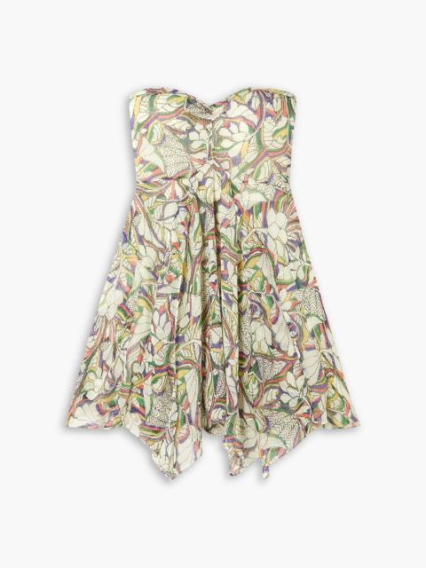 Isabel Marant Louane strapless floral-print silk-crepon mini dress