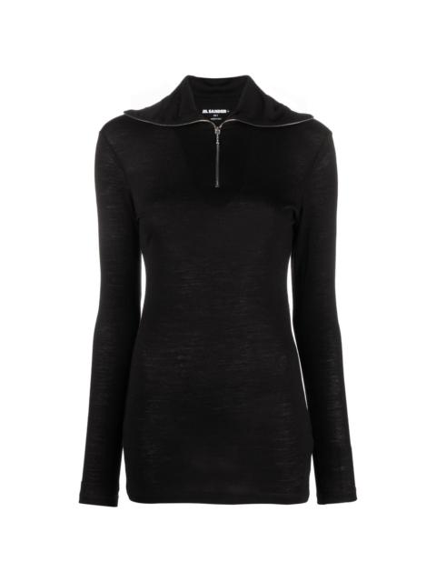 Jil Sander logo-print roll-neck knitted top
