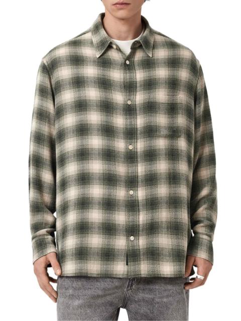ALLSAINTS AllSaints Lumley Plaid Button-Up Shirt in Pale Olive Green at Nordstrom