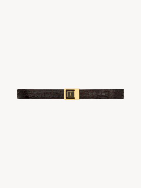 SAINT LAURENT female buckle belt in crocodile-embossed leather