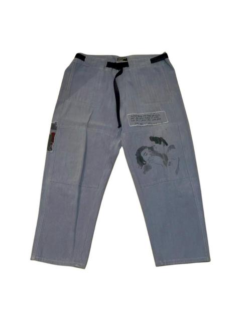 Patchwork herringbone cotton vintage wash pants