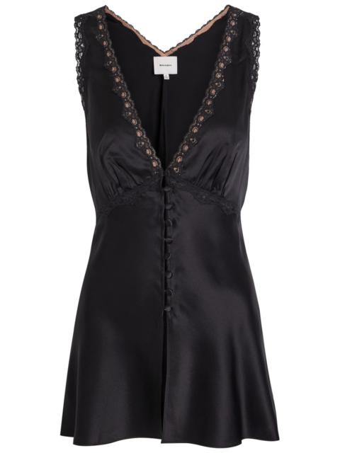 Reformation Reformation Addie Lace-trimmed Silk top