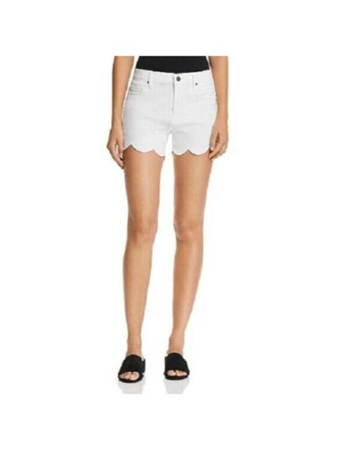 AQUA by Bloomingdale's White Denim  Scalloped Hem Denim Jean Shorts SZ 25 NWT