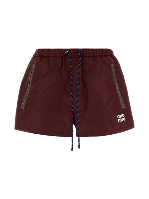 Miu Miu Burgundy Tech Fabric Shorts