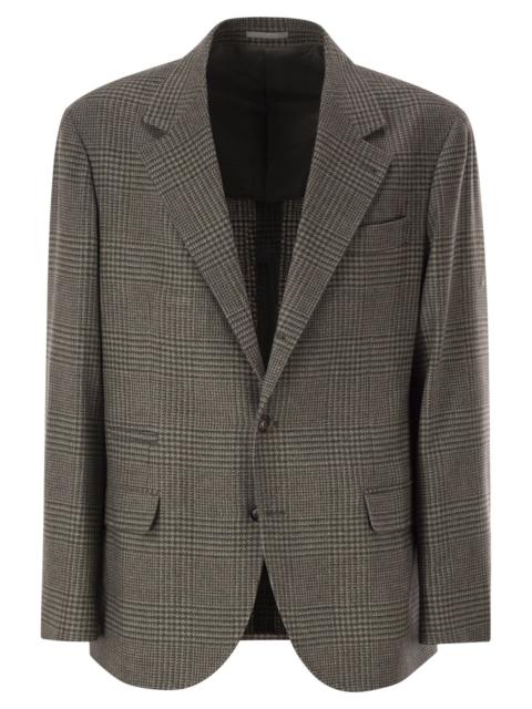 Brunello Cucinelli Brunello Cucinelli Men Prince Of Wales Wool And Cashmere Blazer With Tailored Construction