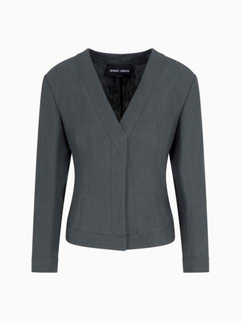 GIORGIO ARMANI SHORT, SINGLE-BREASTED LINEN JACKET
