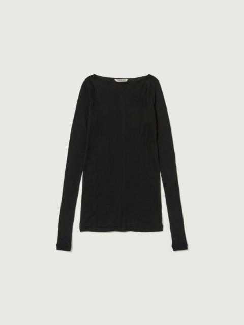 AURALEE SUPER HIGH GAUGE SHEER RIB BOAT NECK L/S TEE