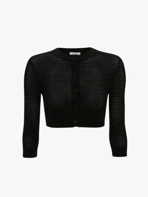 Victoria Beckham Cropped Sleeve Cardigan In Black