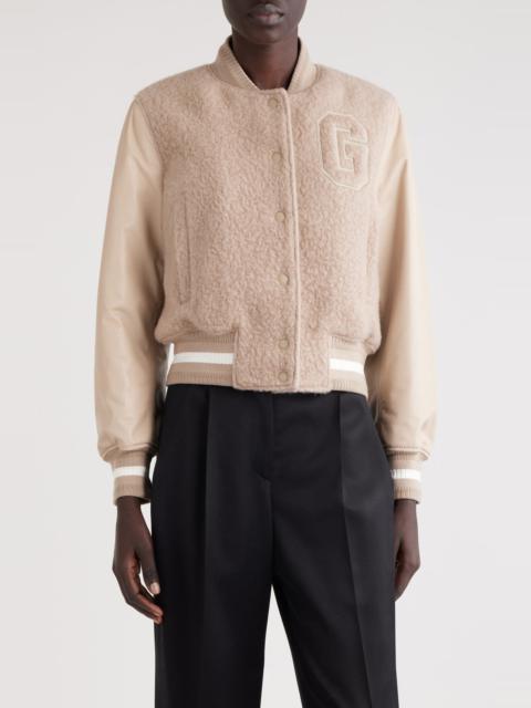 Givenchy Alpaca Blend & Leather Varsity Jacket in Pumice Beige at Nordstrom