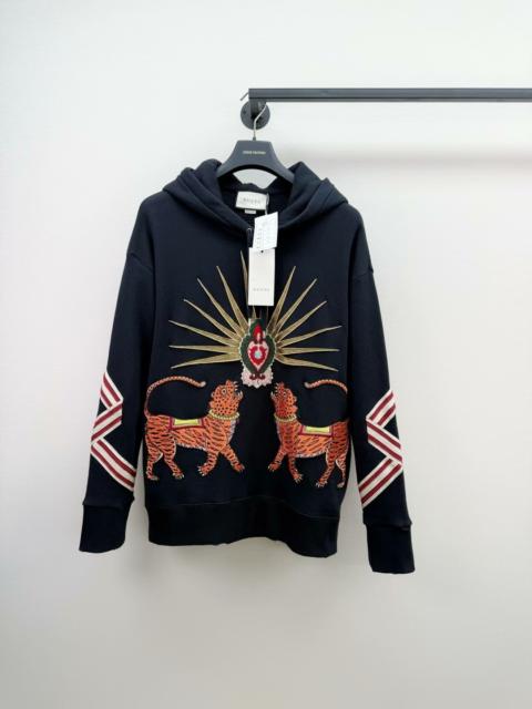 GUCCI Gucci "Sacred Heart" Tiger Embroidery Black Hoodie