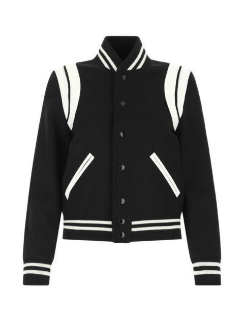 SAINT LAURENT Saint Laurent Women Black Wool Blend Bomber Jacket