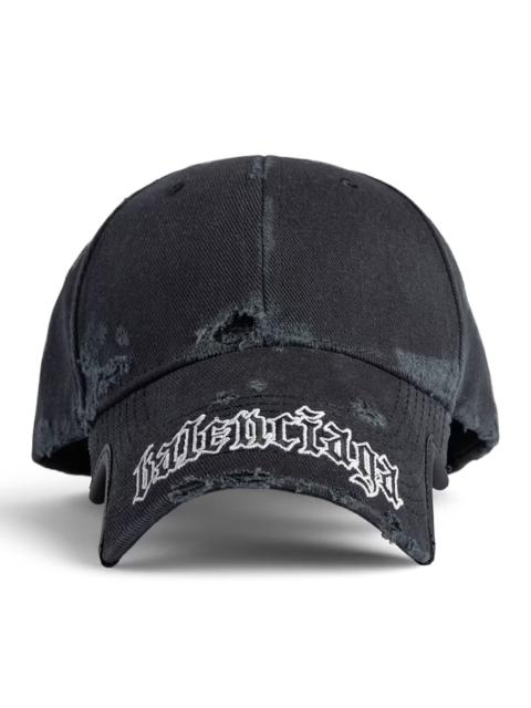 BALENCIAGA BLACKLETTER SCRIPT HAT IN BLACK DELAVE