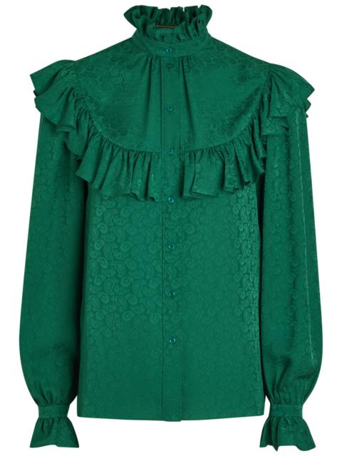 SAINT LAURENT Saint Laurent Paisley-jacquard Silk Blouse