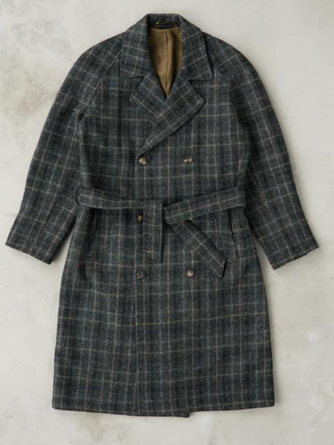 DE BONNE FACTURE Harris Tweed Grandad Trench Coat - Grey Windowpane Check