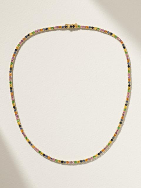 ROXANNE FIRST 14-karat Gold Sapphire Tennis Necklace