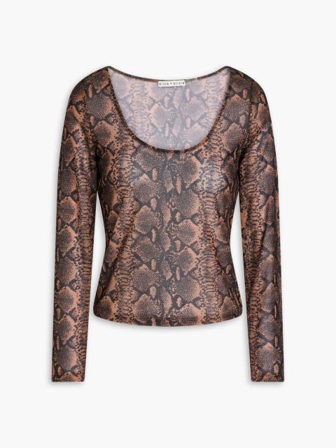 Alice + Olivia Delaina snake-print mesh top
