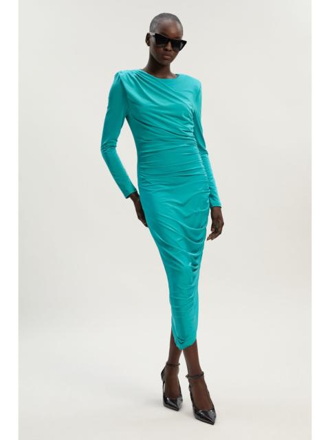 KAREN MILLEN Jersey Crepe Ruched Long Sleeve Maxi Dress