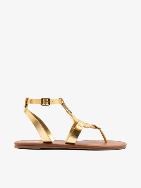 Larroudé Margherita Sandal In Metallic Gold Leather