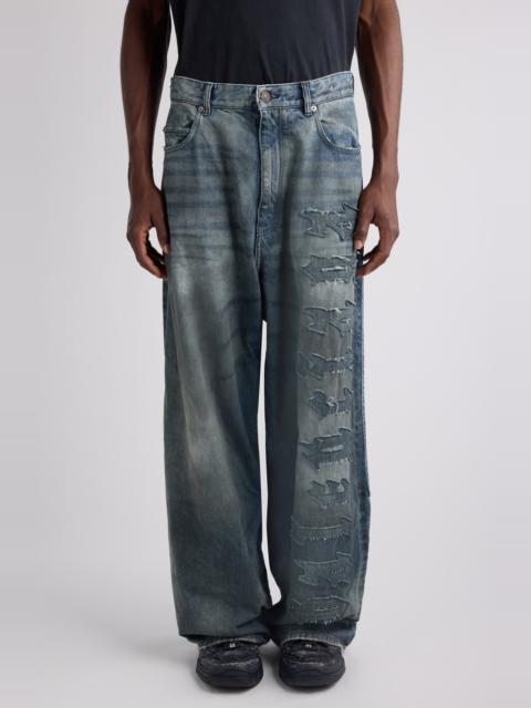 BALENCIAGA Balenciaga Minimal Distressed Baggy Jeans in 1505 Dirty Grey/Light Bl at Nordstrom