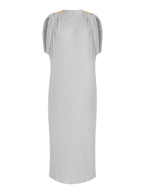 BRANDON MAXWELL The Lucy Draped Ribbed Jersey Midi Dress grey